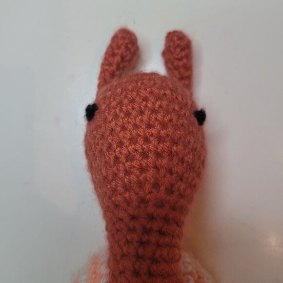 Handmade Snail Peach White Swirl Crochet Stuffed Plush Bug Animal Toy - Picture 9 of 10